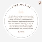 We’re absolutely thrilled to share this glowing testimonial from one of our satisfied patients! 🌟
Dr. Nalluri from Varna Pigmentation has truly worked wonders, transforming skin issues into near-flawless results. It’s amazing to hear how much this has boosted your confidence and made a significant difference in your life.

From the very beginning, Dr. Nalluri’s honesty and deep knowledge of dermatology have stood out, setting her apart from other specialists you’ve consulted. Your satisfaction and trust in our care are what drive us every day. Thank you for your kind words and for letting us be a part of your skin care journey. We’re excited to continue providing you with exceptional care!

#PatientSatisfaction #TransformationStory #HighlyRecommended #ExpertDermatology #ConfidenceBoost #PatientTestimonial #SkinCareSuccess #TopQualityCare #HappyPatient #TestimonialHighlights